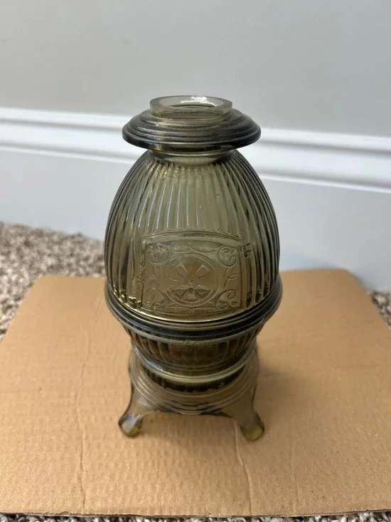 Viking Vintage Glass Pot Belly Stove Fairy Lamp Gray - Picture 2 of 12